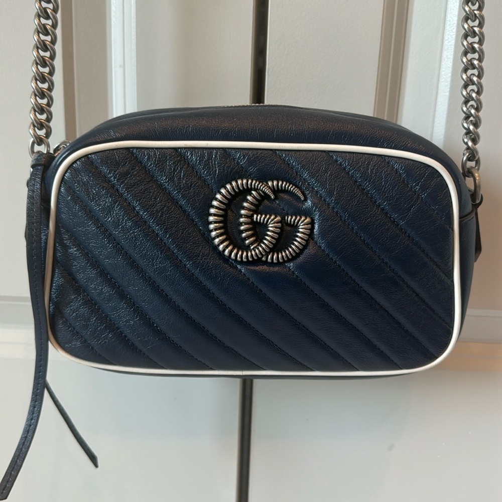 GUCCI Mathelasse Leather Torchon GG Marmont Shoulder Bag